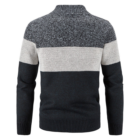 Herren Strickjacke mit modernem Zipper und karierter Innenausstattung R&B