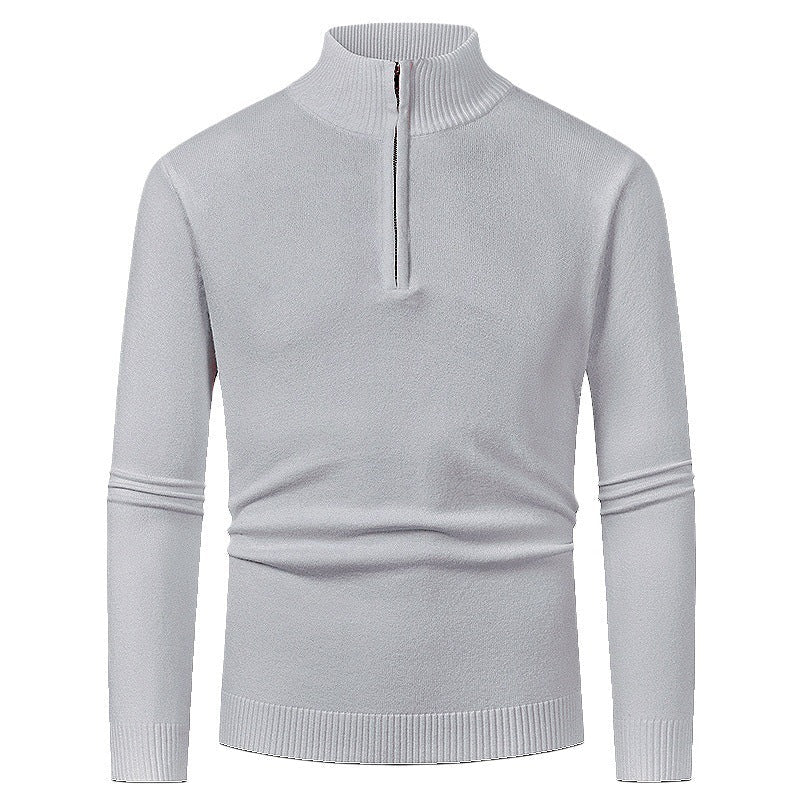 Herren Strickpullover mit hohem Kragen und halbem Reißverschluss R&B