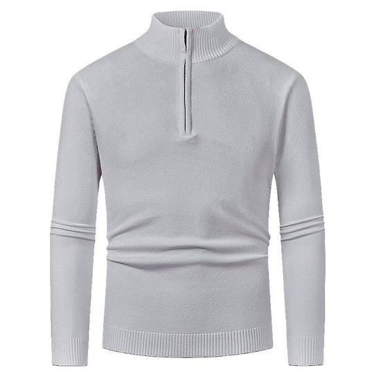 Herren Strickpullover mit hohem Kragen und halbem Reißverschluss R&B
