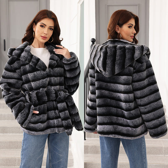 Damen kuschelige Kunstfelljacke R&B