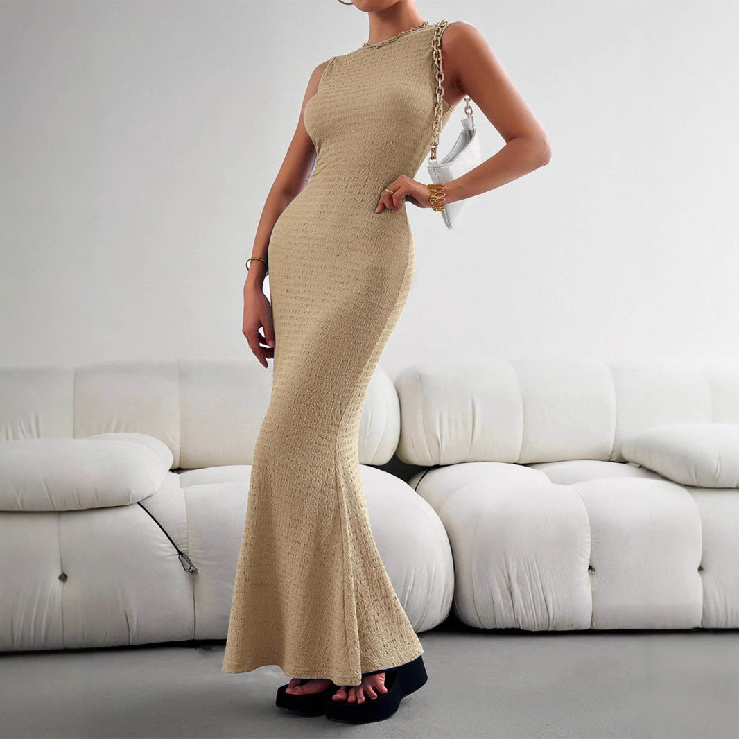 Damen figurbetontes Maxikleid mit elegantem Strukturdesign R&B