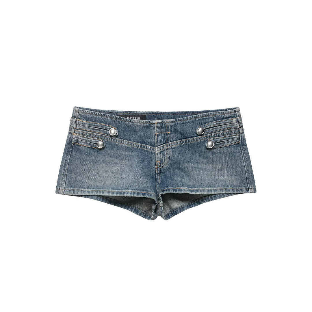 Damen Denim-Shorts mit dekorativen Knöpfen R&B