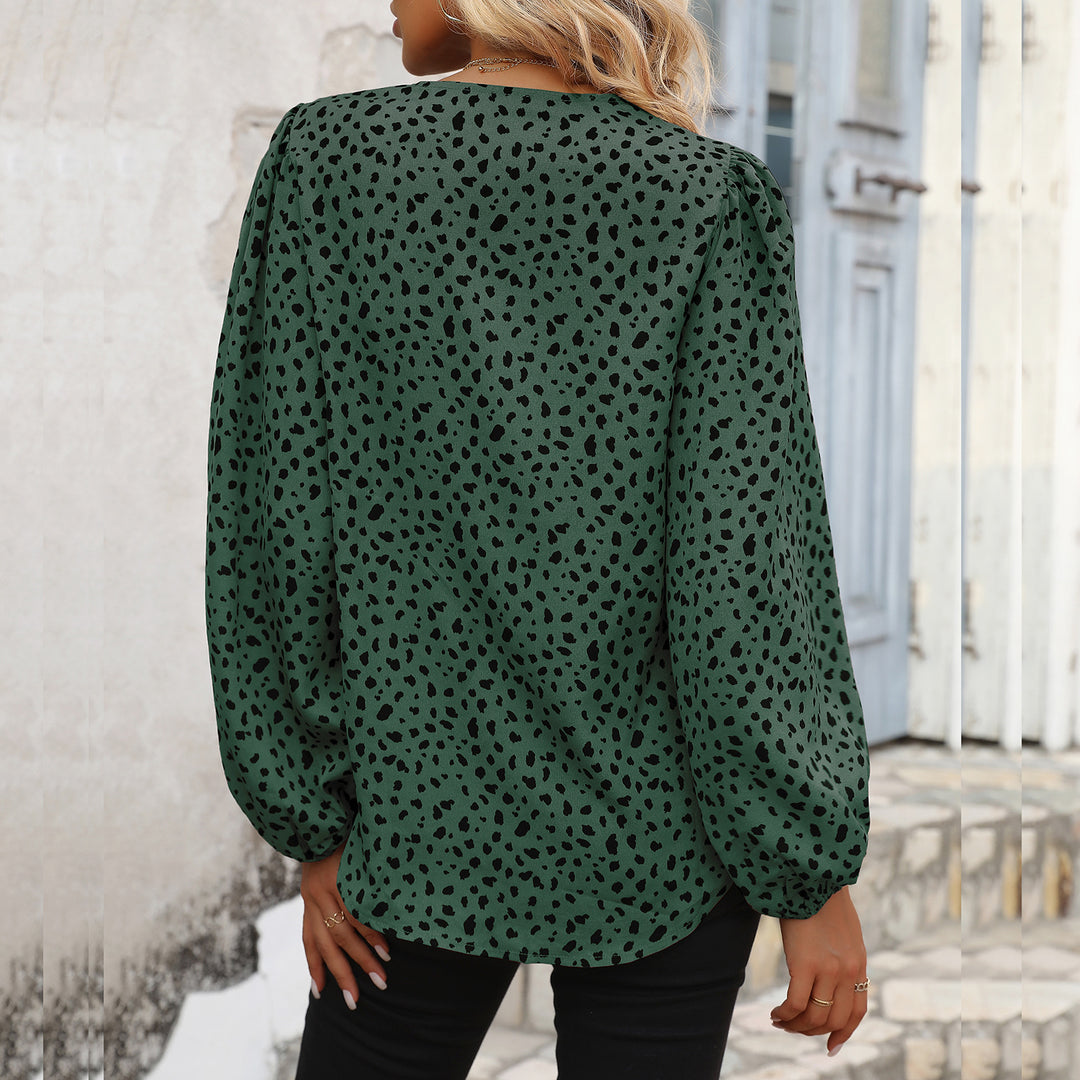 Damen blouse mit V-Ausschnitt und voluminösen Ärmeln R&B