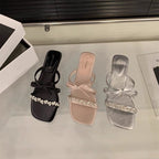 Damen elegante Flip-Flops mit funkelndem Strass und modischem Riemendesign EB