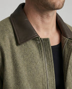 Herren kastig geschnittener Wollmix-Blouson mit Kunstlederkragen, Reißverschluss und Brusttasche mit Reißverschluss R&B