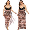Damen Beach-Kimono aus transparentem Stoff mit trendigem Schlangenprint R&B