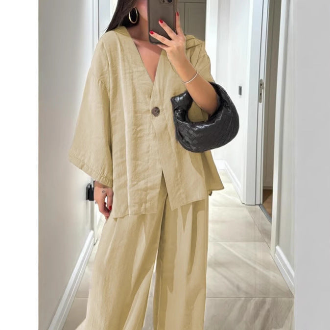 Damen Übergröße Chiffonjacke mit weit geschnittenen Ärmeln und akzentuiertem Knopf R&B