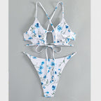 Damen Bikiniset mit verstellbaren Trägern und floralem Musterdruck R&B
