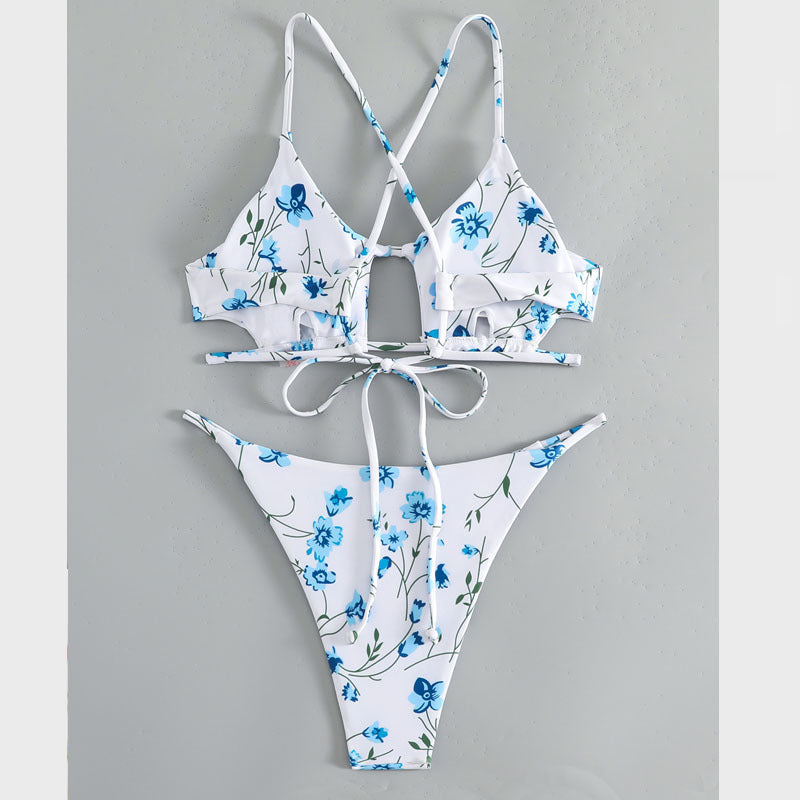 Damen Bikiniset mit verstellbaren Trägern und floralem Musterdruck R&B