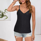 Damen Tops mit Spitzenstrick und schmalen Spaghettiträgern R&B