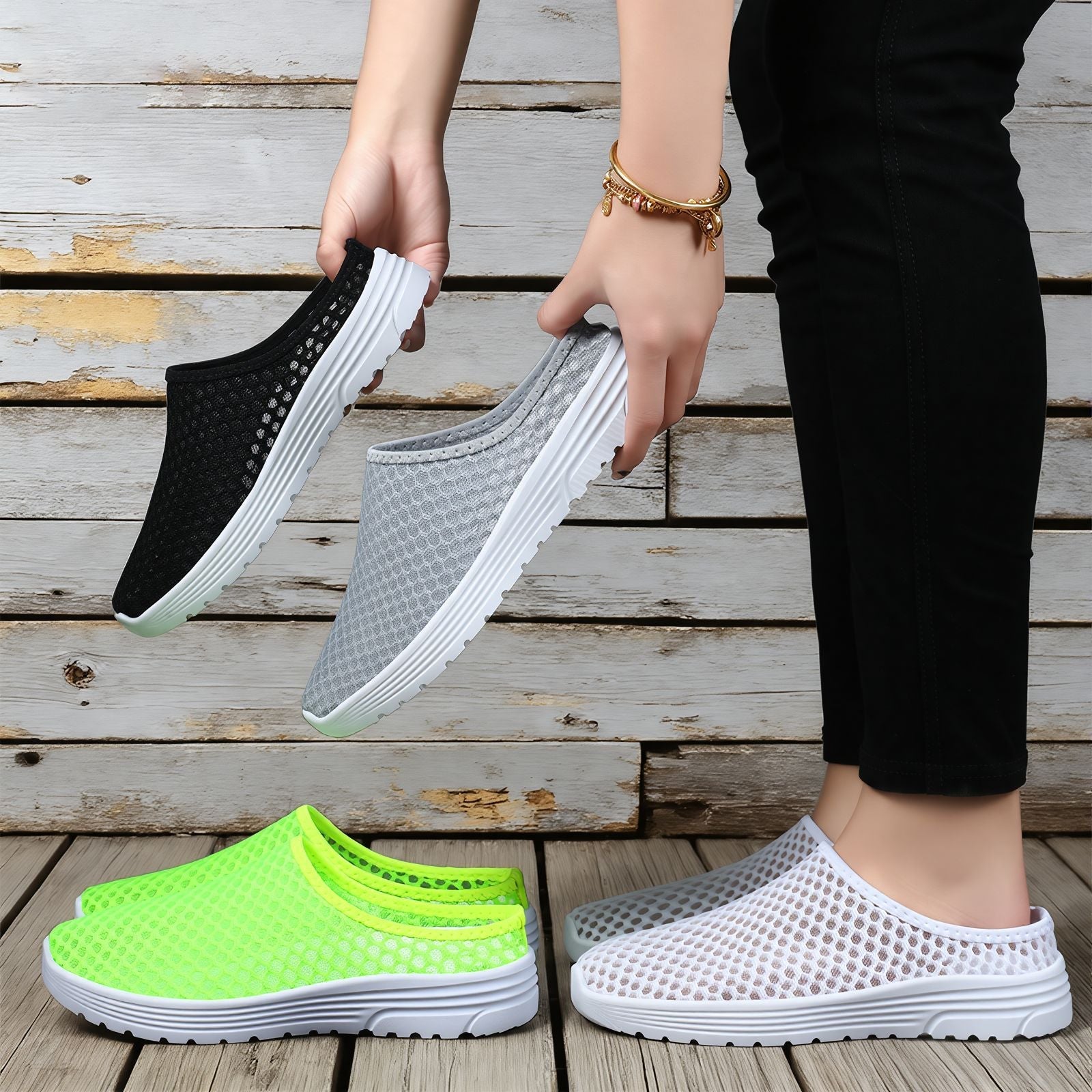 Damen Atmungsaktive Clogs aus Netzmaterial