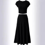 Damen Elegantes Maxikleid mit tailliertem Oberteil und fließendem Rock R&B