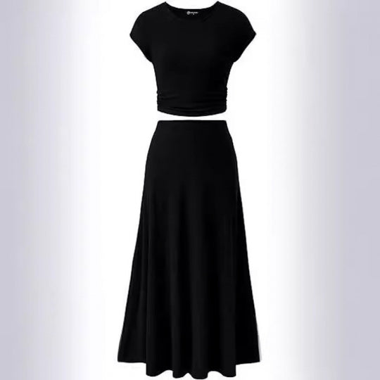 Damen Elegantes Maxikleid mit tailliertem Oberteil und fließendem Rock R&B