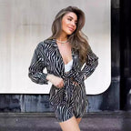 Damen elegante Kurzarmbluse mit ZR&Bra-Print R&B