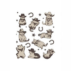 Damen Crop-T-Shirt mit verspieltem Katzenmotiv und Cowboy-Design R&B