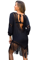 Damen eleganter Kaftan mit gehäkelten Fransen R&B