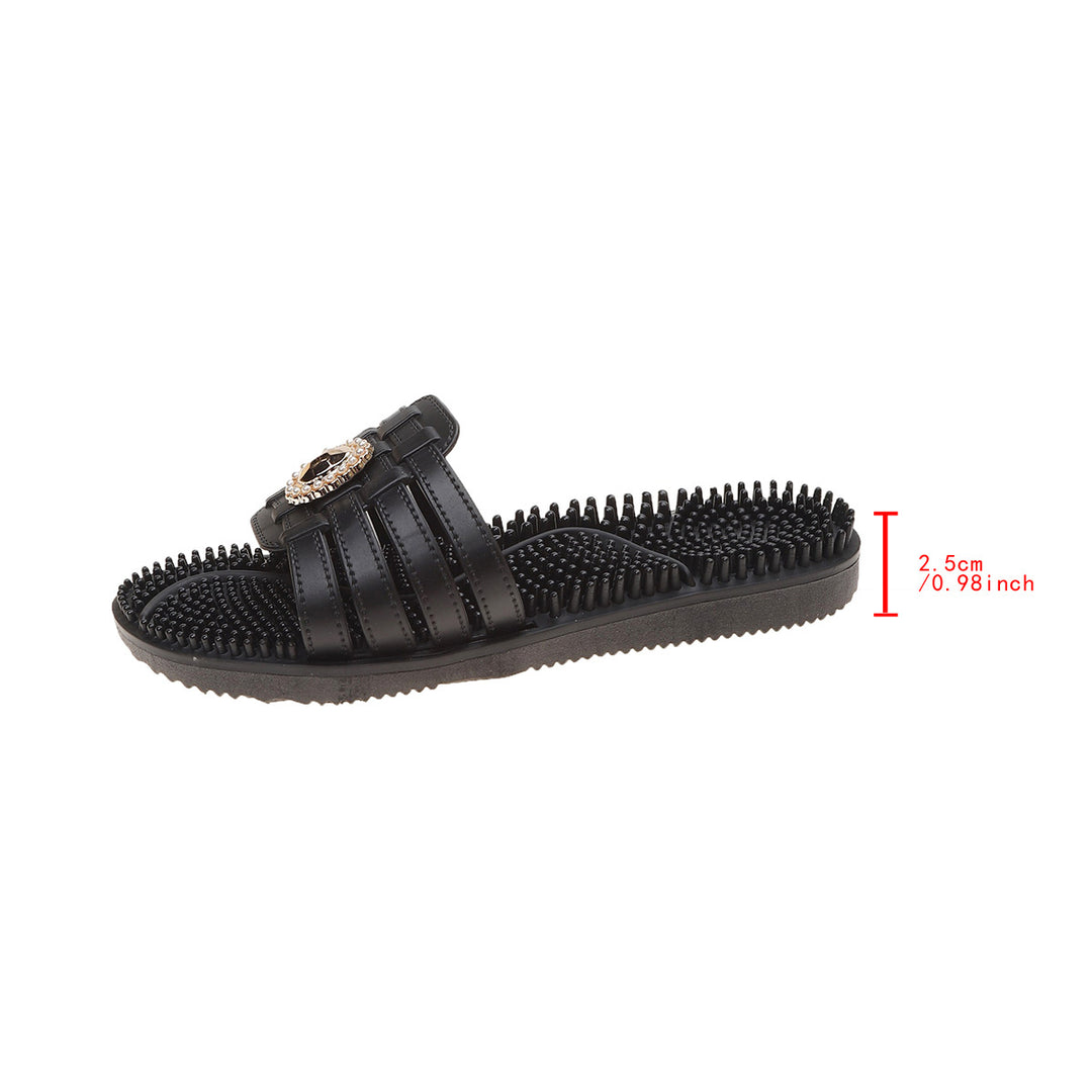 Damen Fashion Slip-On Sandalen mit eleganter Schmuckverzierung R&B