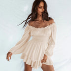 Damen Voluminöses Off-Shoulder Kleid mit voluminösen Ärmeln