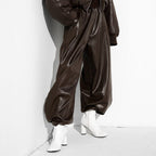 Damen Modische Kunstlederhose mit elastischem Bund R&B