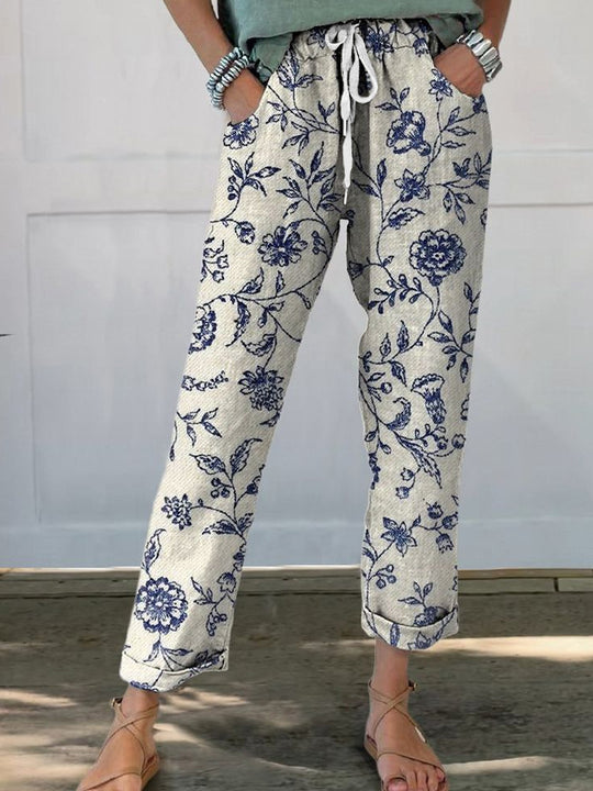 Damen Blumenmuster Freizeithose R&B