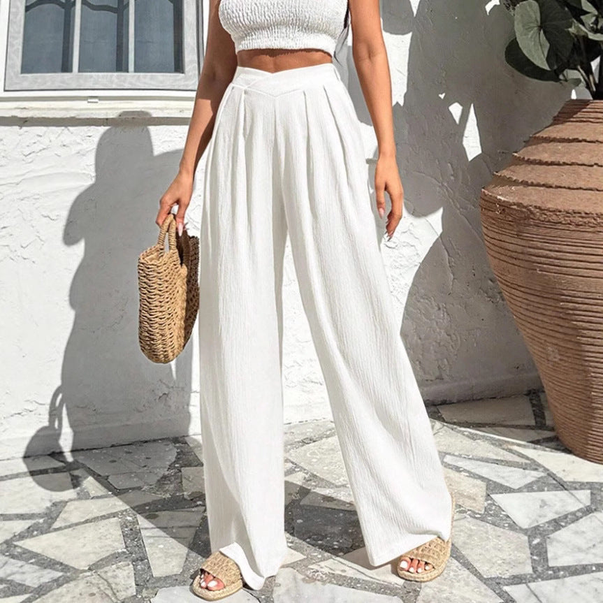 Damen weite Stoffhose mit eleganter Bundfaltenführung R&B