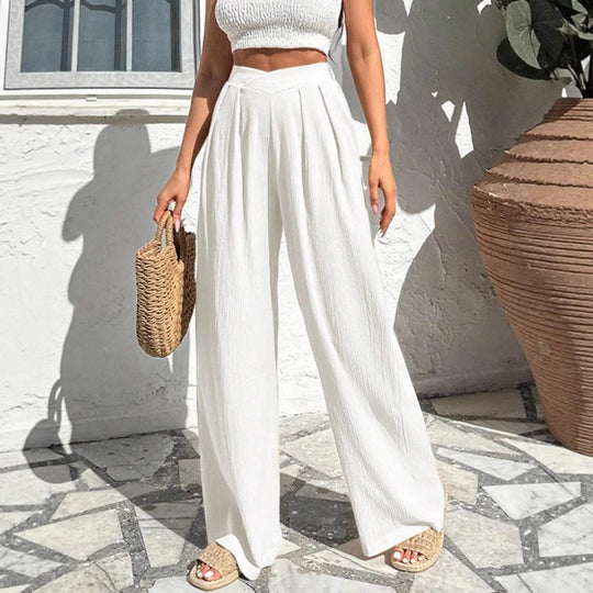 Damen weite Stoffhose mit eleganter Bundfaltenführung R&B