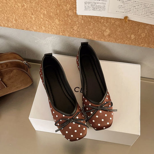 Damen Ballerinas mit modernem Punktedesign und elegantem Schleifenakzent R&B