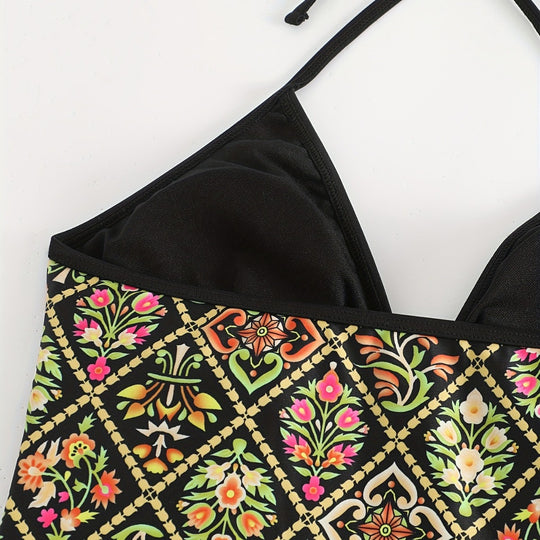 Damen Einteiliger Badeanzug mit modischem floralem Design R&B