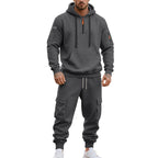 Herren nan technischer Cargo-Jogginganzug mit Halbzip, Kapuze und Mehrfachtaschen R&B