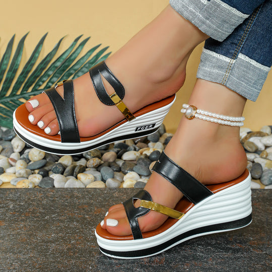 Damen Wedge-Sandalen mit elegantem Riemen-Design und komfortabler Sohle R&B