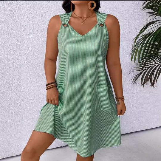 Damen Freizeitkleid mit schmalen Trägern und praktischen Taschen R&B