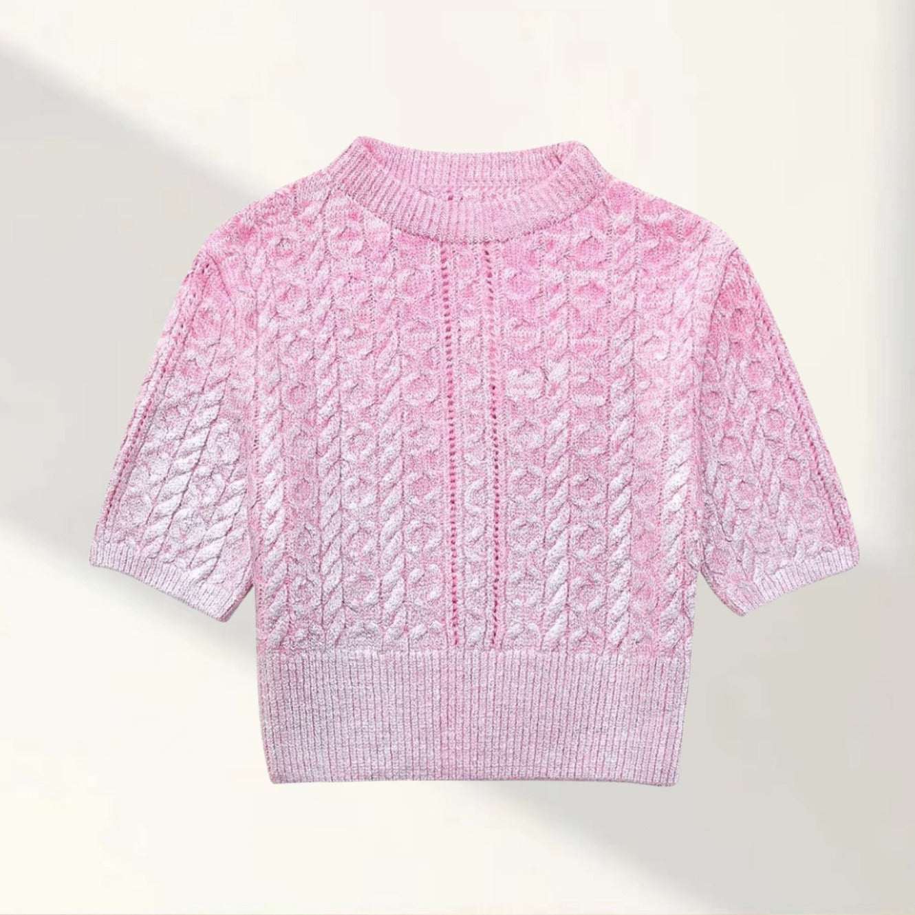 Damen Kurzer Strickpullover mit raffiniertem Zopfmuster und lässigem Schnitt R&B