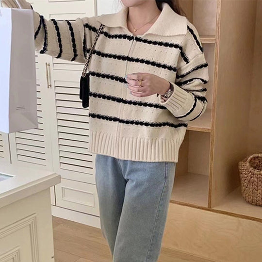 Damen gestreifter Strickpullover R&B