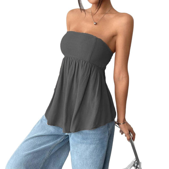 Damen Bandeau Oberteil mit lockerem Schnitt und elastischem Saum R&B
