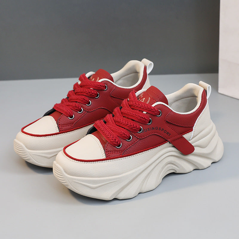 Damen modische Chunky Sneakers mit verstärktem Sohlenprofil und atmungsaktiver Obermaterialstruktur R&B