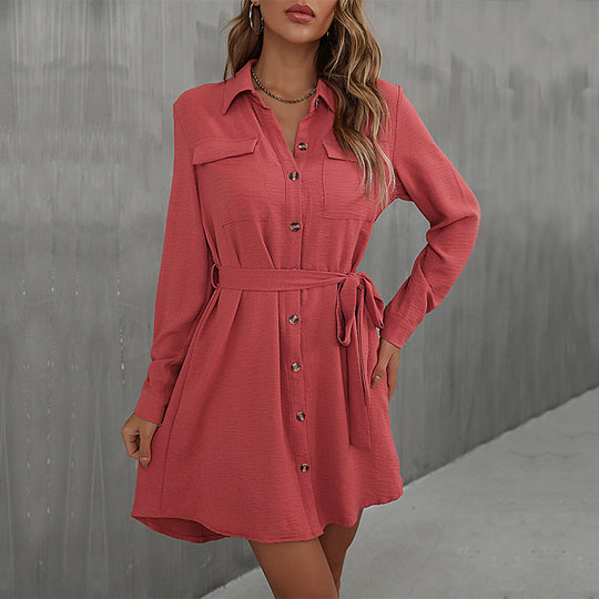 Damen Hemdblusenkleid mit taillierbarem Gürtel und eleganter Knopfleiste R&B