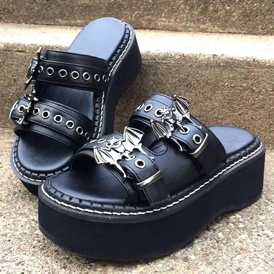 Damen Plateausandalen mit modischer Schnallenverzierung R&B