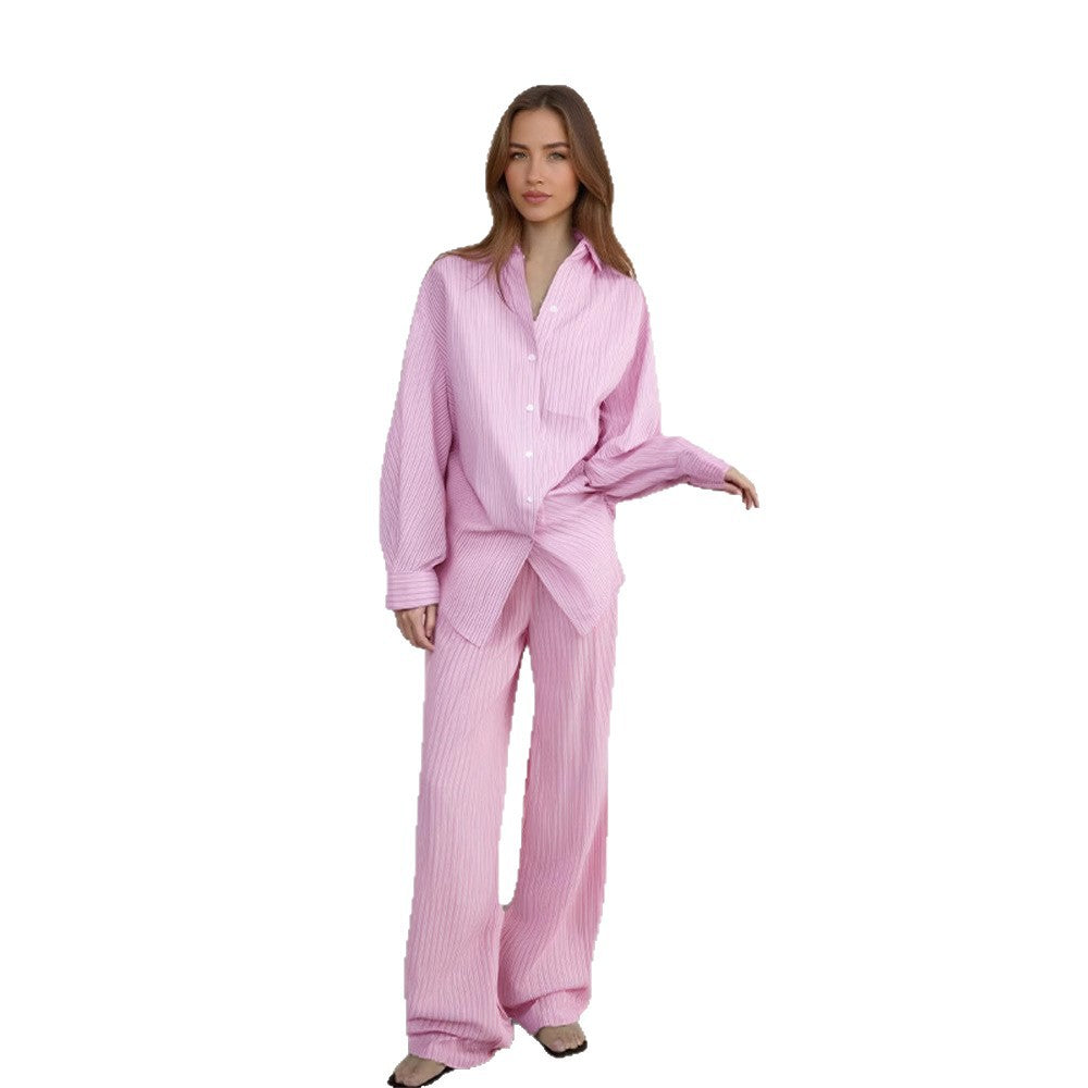 Damen gemütliches Lounge-Set mit gestreiftem Design R&B