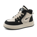 Damen modische High-Top Sneakers mit kuscheligem Fleecefutter und rutschfester Sohle R&B