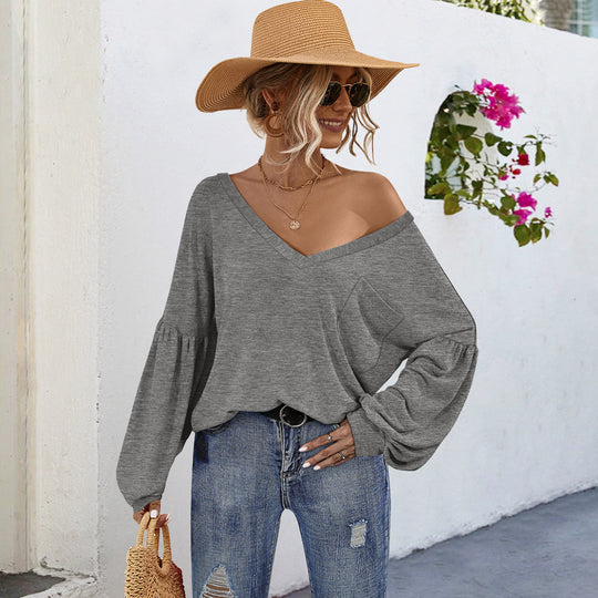 Damen Off-Shoulder Bluse mit voluminösen Ärmeln und modernem Schnitt R&B