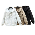 Damen Modische leichte Pufferjacke mit praktischen Taschen und Kapuze R&B