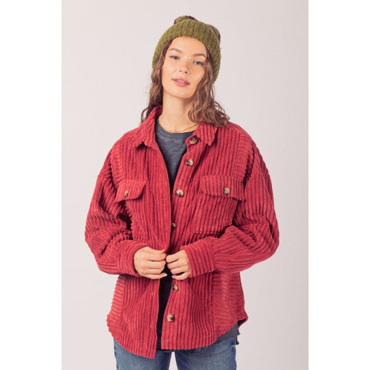 Damen lässige Cordjacke mit praktischen Taschen R&B