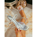 Damen elegante Slingback-Sandalen mit glitzernden Akzenten und breitem Blockabsatz R&B