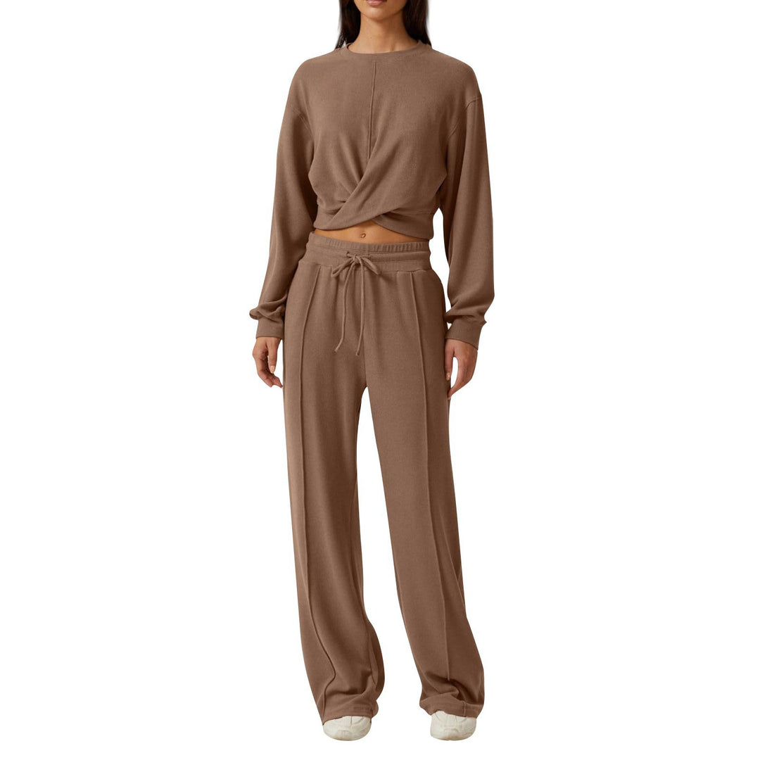 Damen gemütliches Sweatpants-Set mit modischem Crop-Oberteil R&B