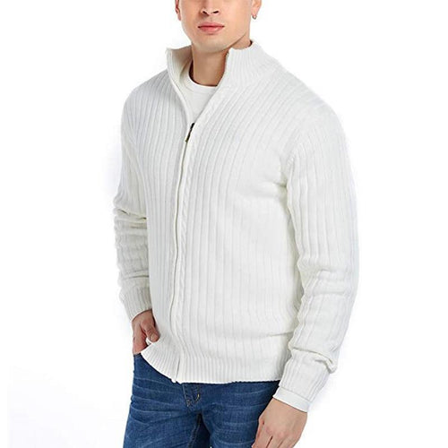 Herren Strickjacke mit hochgeschlossenem Kragen und Reißverschluss R&B