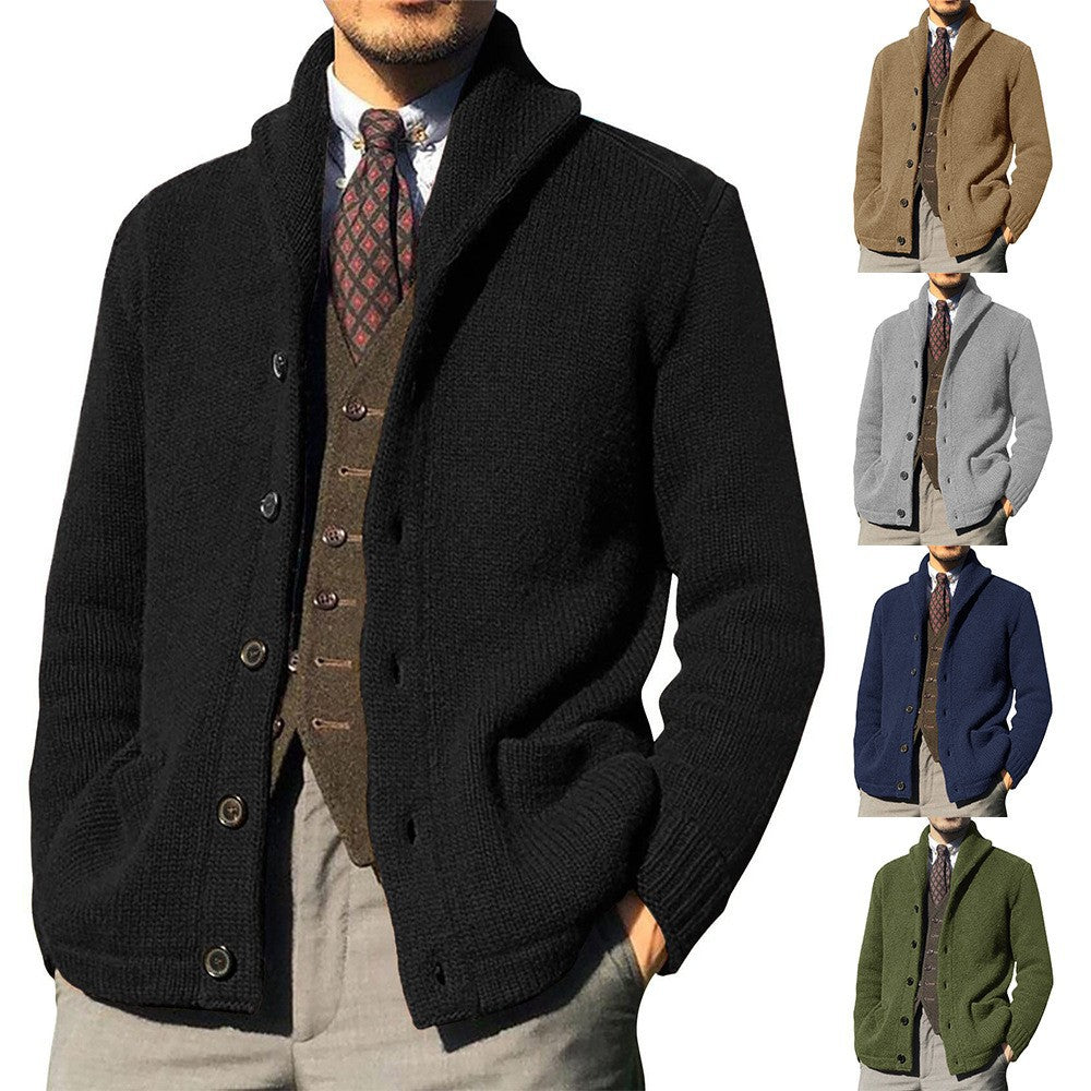 Herren Strickjacke im modernen Casual-Stil mit Schalkragen R&B