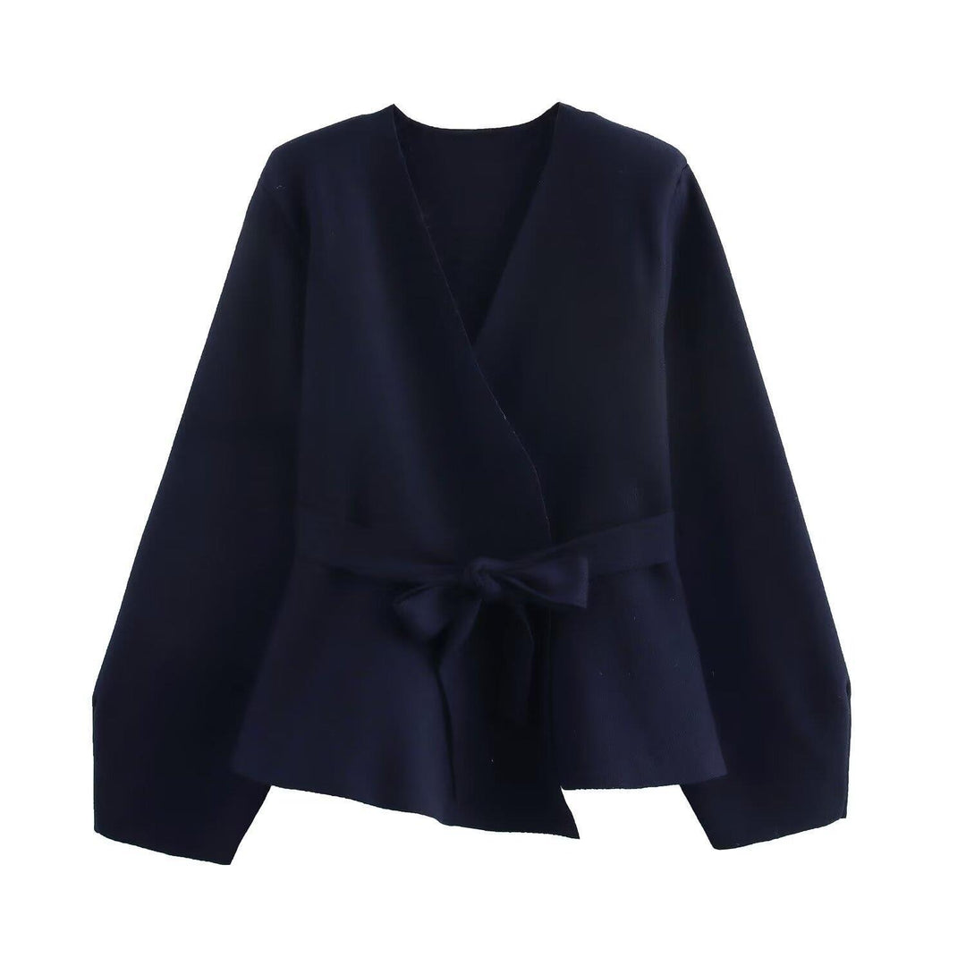 Damen Wickeljacke mit eleganter Taillierung und Bogenmotiv R&B