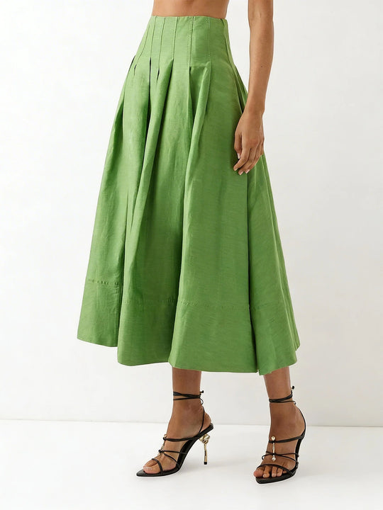 Damen Eleganter Midirock mit fließendem Schnitt und seitlichen Taschen R&B