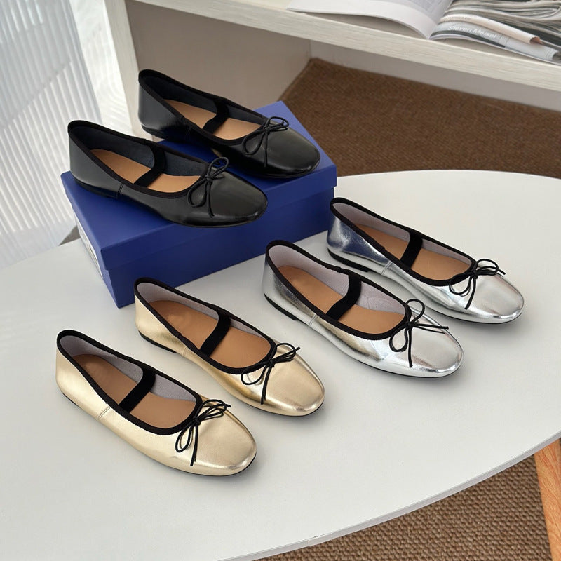 Damen Ballerinas mit Glanz-Finish und elastischem Einschlupf