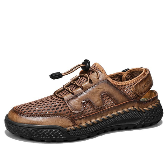 Damen Komfortable Mesh-Lederschuhe mit Schnellverschluss R&B